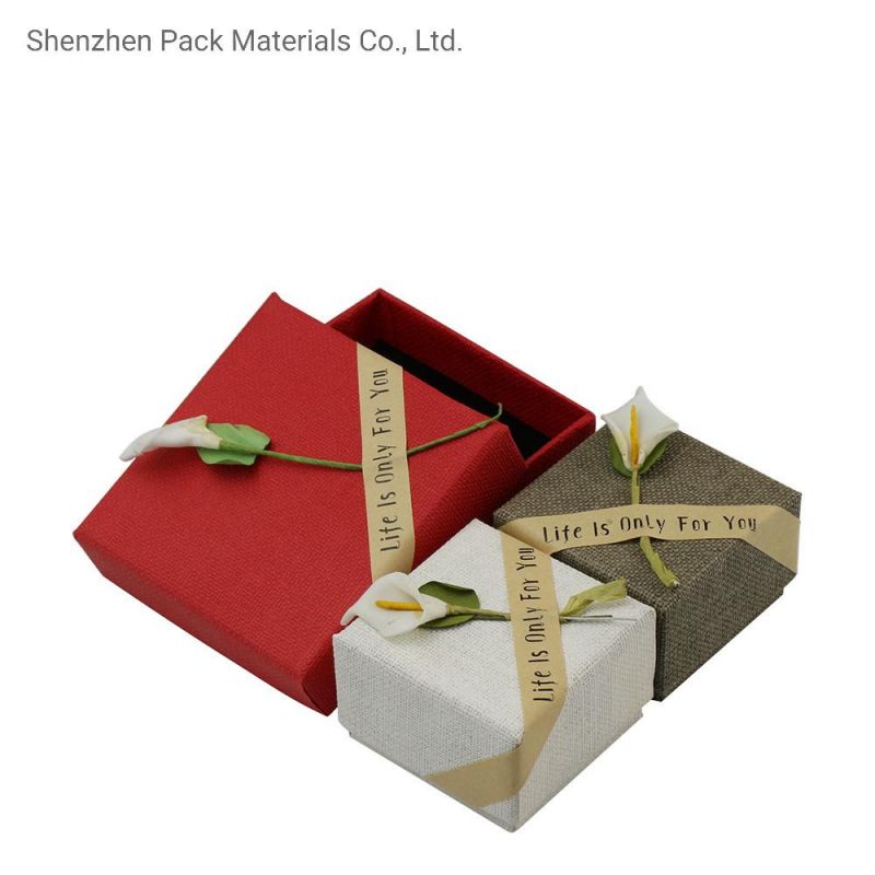 Fashion Bow Gift Birthday Christmas Celebration Design Square Customizable Jewelry Tied Boxes with Ribbon