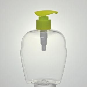 380ml Apple Shape Pet Transparent Bottle; 13.5oz Empty Plastic Shampoo Bottle Golden Pump