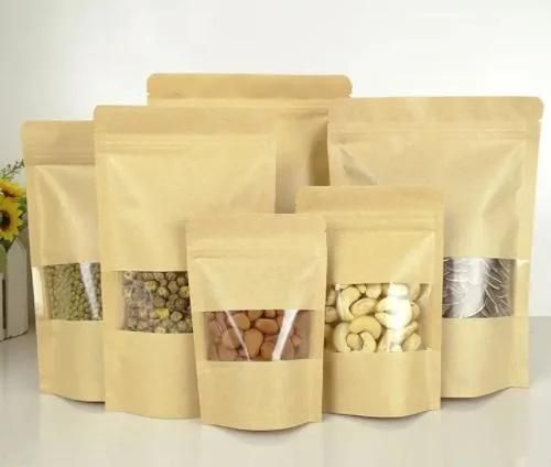 Stand up Pouch with Ziploc Kraft Paper Bag with Tear Notch