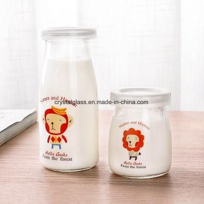 Glass Pudding Bottle with PE Lids for Jelly Packing Yoghurt Glass Jar 100ml