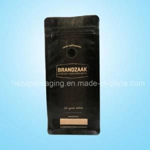 250g Coffee Bean Kraft Paper Flat Bottom Bag with Valve and Pocket Zipper