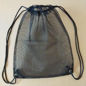 OEM Custom Black Nylon Mesh Drawstring Bags, Packing Bag, Promotional Bag