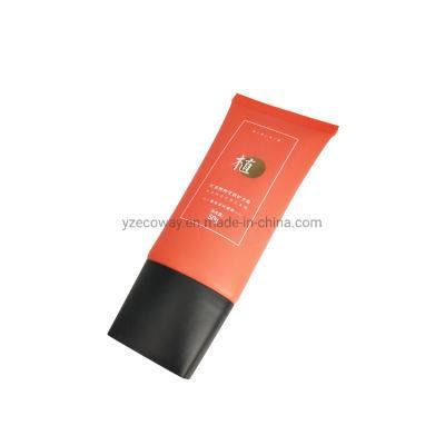 50g PE Material Orange Colored Tube, White Note Head, Double Cover, T-Line Screw Cap, Custom Text Silk Screen Bronzing Tube