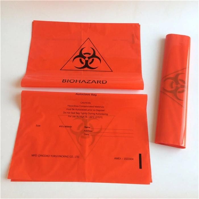 Red HDPE LDPE Biohazard Disposable Waste Bag for Medical