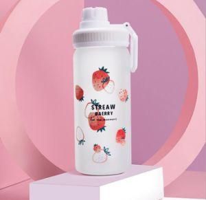 Frosted 500ml Portable Glass Drinking Bottles with Plastic Straw Lids Custom Logo