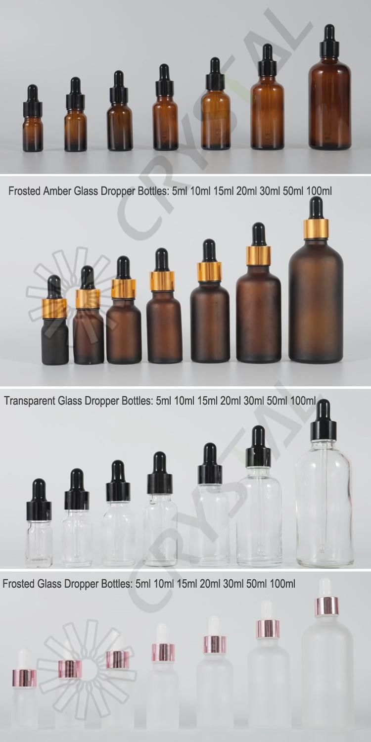20ml 30ml Frosted Amber Green Blue White Color Essential Oil Glass Bottle with Dropper