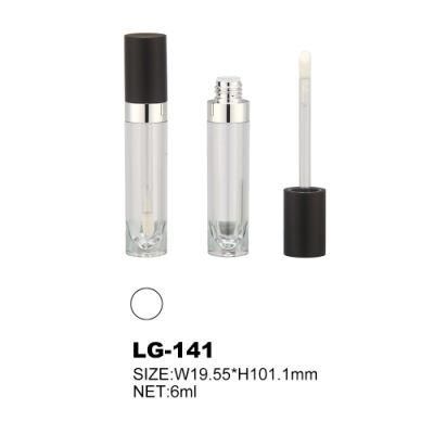 Black Lip Gloss Tube Round Lipgloss Containers Tube with Wand