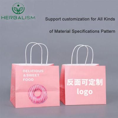 Custom Printed Kraft Paper Bag Food Takeaway Packing Paper Bread Bag with Christmas Paper Bags for Food Packing