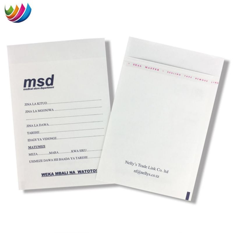 Paper Medical Reusable Writable Drug Envelope for Packing Pills