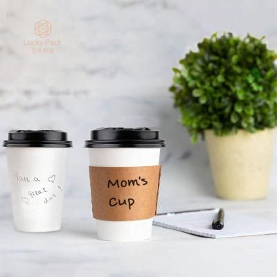 Take out Double Wall Hot Coffee Drinks Paper Cups with Plastic Lid