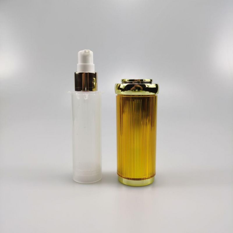 30ml 50ml 100ml 120ml Round Gold Acrylic Airless Emulsion Bottle Vacuum Foundation Bottle Essence Bottle for Cream Serum