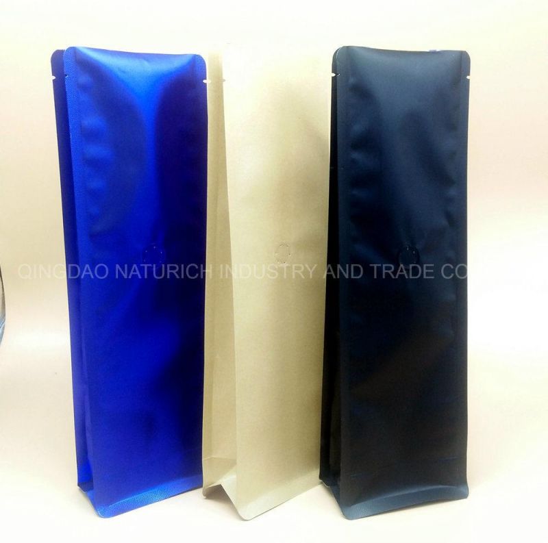 in Stock High Quality Food Grade Packaging Bag Kraft Paper Square Bottom