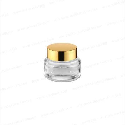 New Style Empty Face Cream Glass Jars Transparent or Red Color with Gold Cap for Skin Care