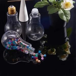 Drink Bulb Bottle 300ml 400ml 500ml Light Bulb Shaped Pet Cup for Cold Juice Beer Bubble Tea Beverage