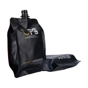 Customize Logo Printing Matt Black Plastic Stand up Bag with Spout Pouch for Juice Wine Beverage Packaging Pouch