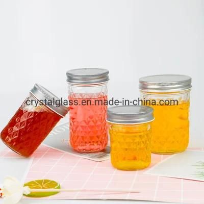 4 Oz 8 Oz 12 Oz 16 Oz 32oz Clear Wide Mouth Glass Mason Jar with Metal Lid