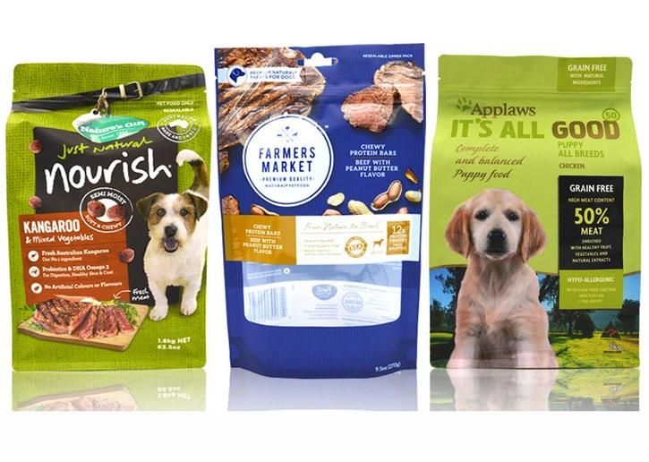 Customized Stand up Flat Square Bottom Plastic Zipper Pet Dog Food Packaging Bag