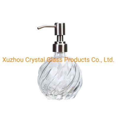 Wholesale Ball Shaped Liquid Soap Water Glass Caning with Pump Caps