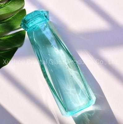 Colorful Leak Proof Diamond Lid Crystal Glass Water Bottle 500ml with Custom Logo