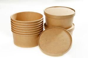 Disposable Paper Salad Bowl with Lid Multi-Size 500ml-1500ml Kraft Paper Salad Bowl Oil and Water Resistant Bowl