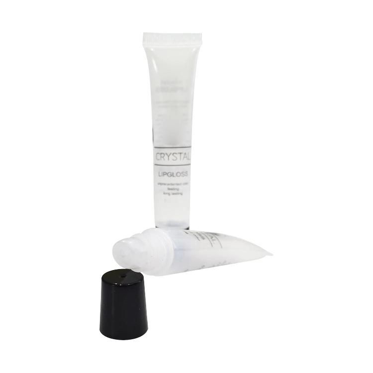 Eco-Friendly 12ml Transparent Tip Oblique Head Plug Offset Printing Lip Gloss Tube