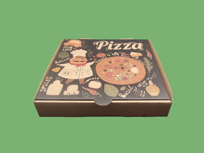 Custom Logo Printed 6 9 10 12 Inch Corrugated Carton Paper Pizza Box with Different Design