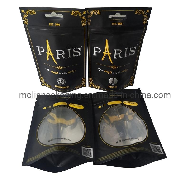 Factory Customized Plastic Bags/Stand up Sealing Bags Food Grade with Zipper and Tear Notches/Clear Round Windows