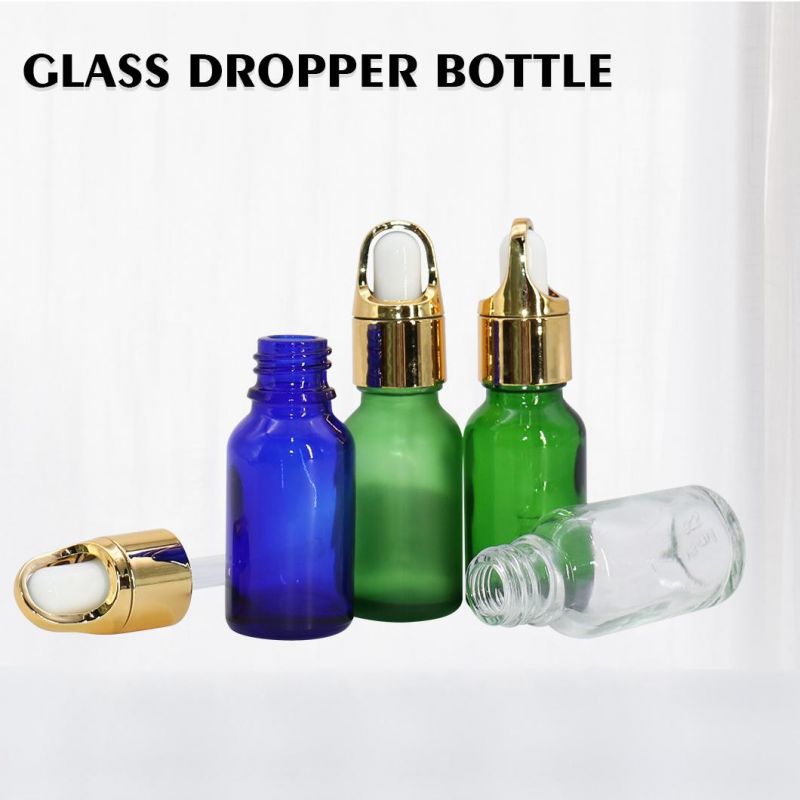 New OEM/ODM High Standard China Empty Clear Cosmetic Packaging Green Glass Dropper Bottle