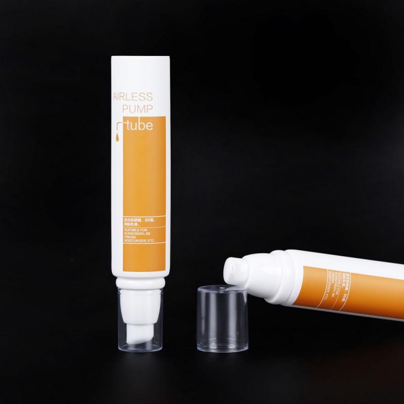 Cosmetic Plastic Hand Cream Tube with a Pump, Essential Soft Green Plastic PE Abl Hand Cream Packaging Cosmetic Lotion Tube Round Tubes