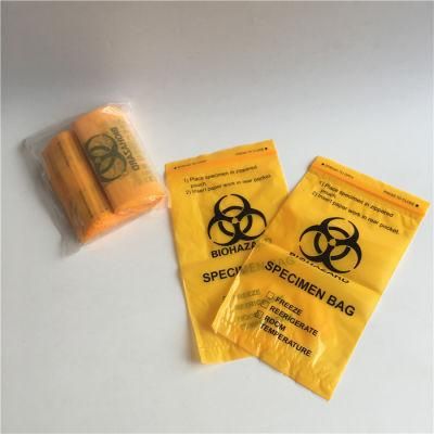 6*9inch LDPE Disposable Resealable 4 Walls Biohazard Laboratory Specimen Bag with Pocket