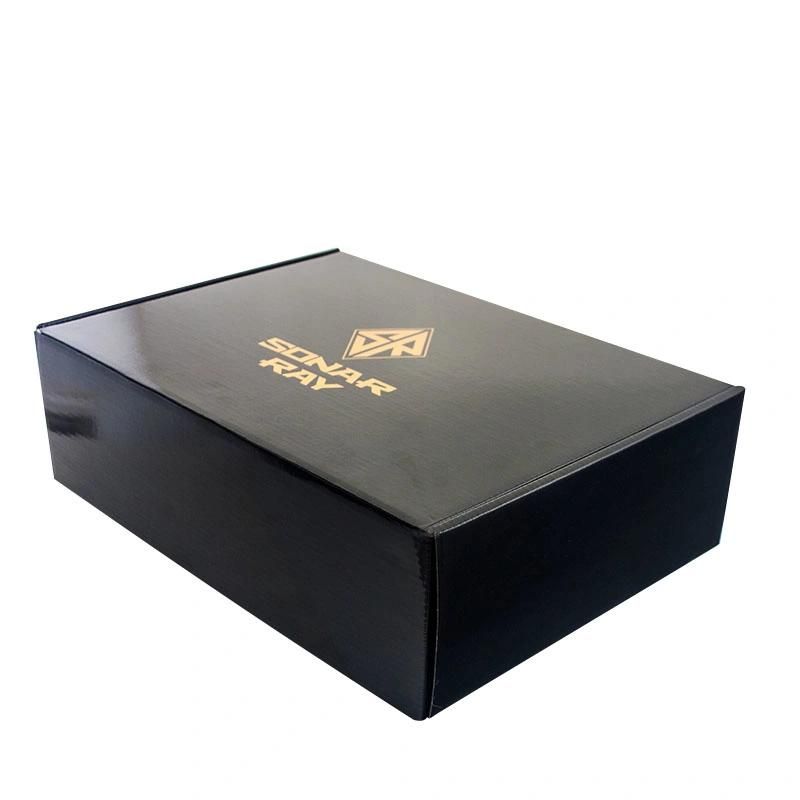Custom High Quality Black Flip Flap Corrugated Paperboard Packaging Gift Box Mailer Shipping Box