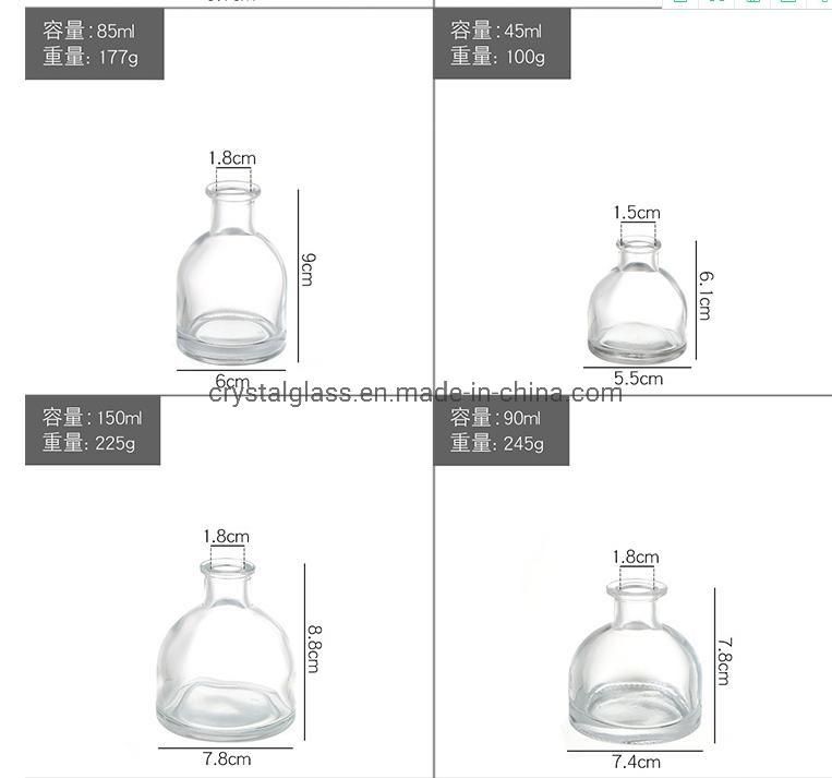 90ml 100ml 160ml Square Empty Clear Aromatherapy Oil Perfume Reed Diffuser Glass Bottle with Sliver Gold Cap