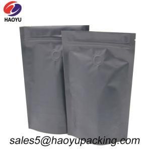 Custom Printed 250g 500g Matt Black Flat Bottom Food Packaging Coffee Bags with Ziplock and Valve