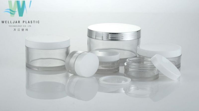 Plastic Pet Flat Shoulder Cream Jar with PP Body