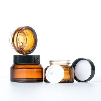 15g/30g/50g Empty Amber Green Glass Refillable Bottles Makeup Jar Pot Travel Face Cream Lotion Vials Cosmetic Containers