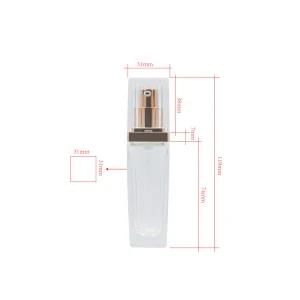 30ml Square Shape Gold Coating Serum Lotion Bottle Glass Packaging