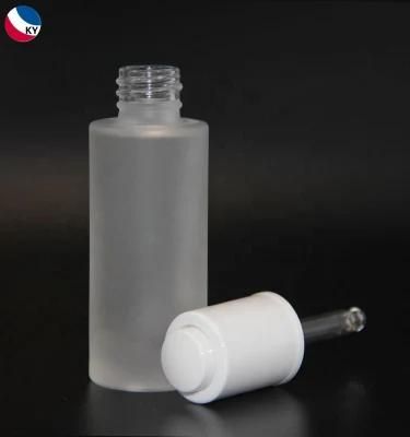 Frosted Push Button Glass Material 30ml Glass Dropper Bottle with Drop