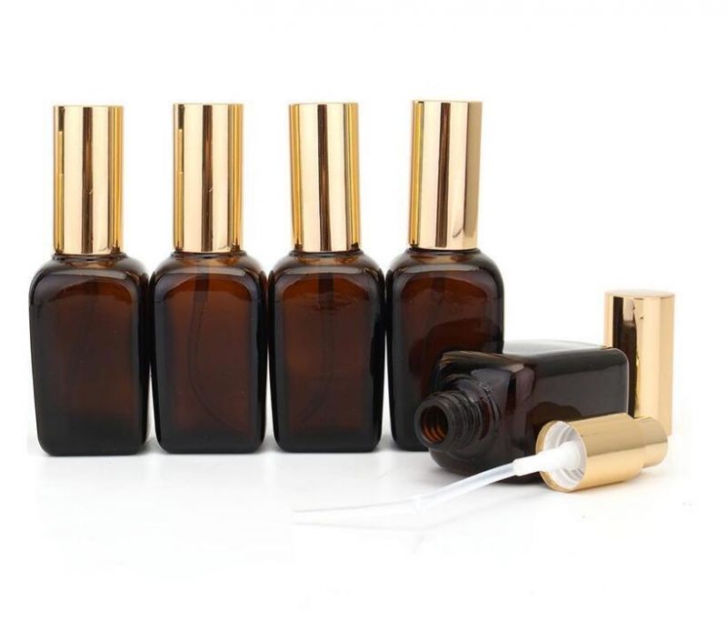 Square Empty Thick Amber Glass Perfume Spray Bottles Lotion Bottle Portable Perfumes Atomizer Container 10/20/30/50/100ml
