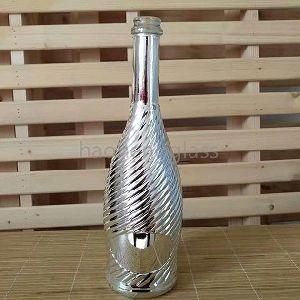 Electroplating Silver Colour 750ml Crown Cap Finish Champagne Glass Spirits Bottle