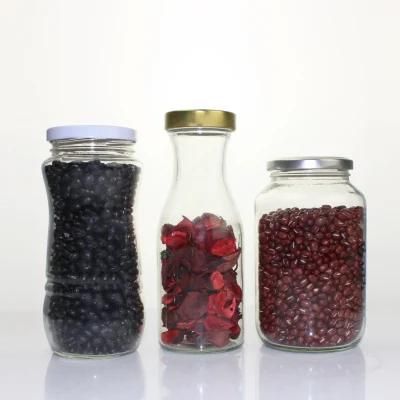 High Quality Popular Glass Jar with Metal Wooden Lid Storage Bottles &amp; Jars