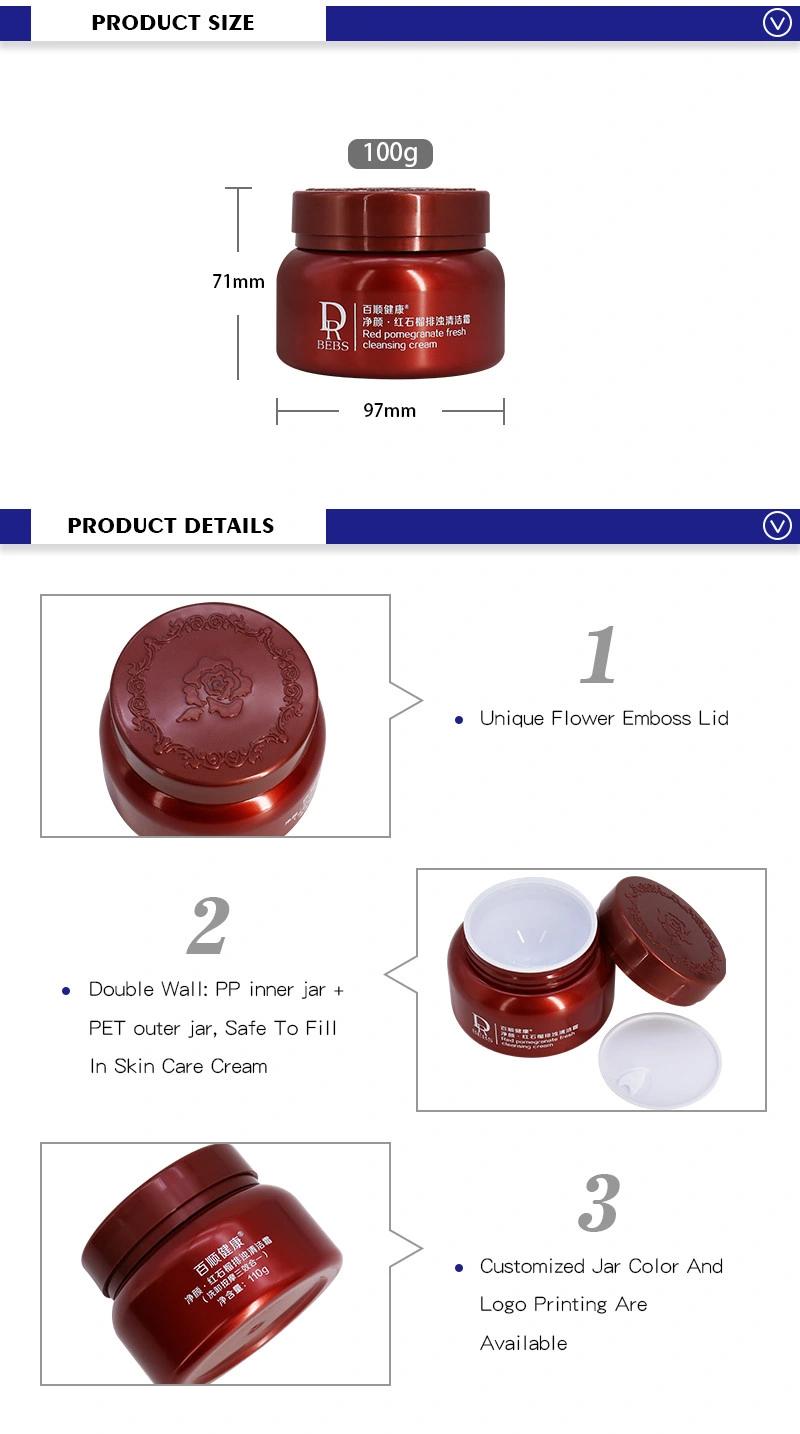 Plastic Red Pet 3.3 Oz 100 Ml Cosmetics Cream Empty Jar