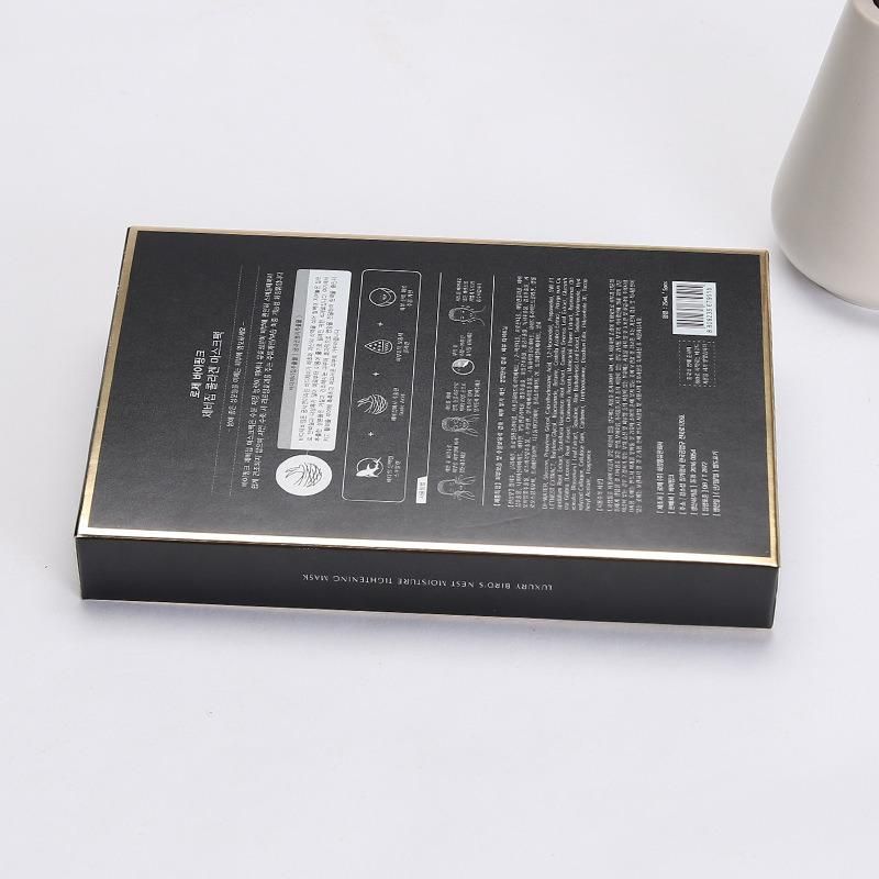 Hot Selling Factory Gift Box Cosmestic Art Paper 300g Gold Silver Hot Stamping Matte Laminating Black Mask Makeup Boxes