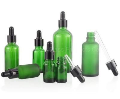 5ml 10ml 15ml 20ml 30ml 50ml 100ml Green Pharmaceutical Essential Oil Serum Glass Dropper Bottles
