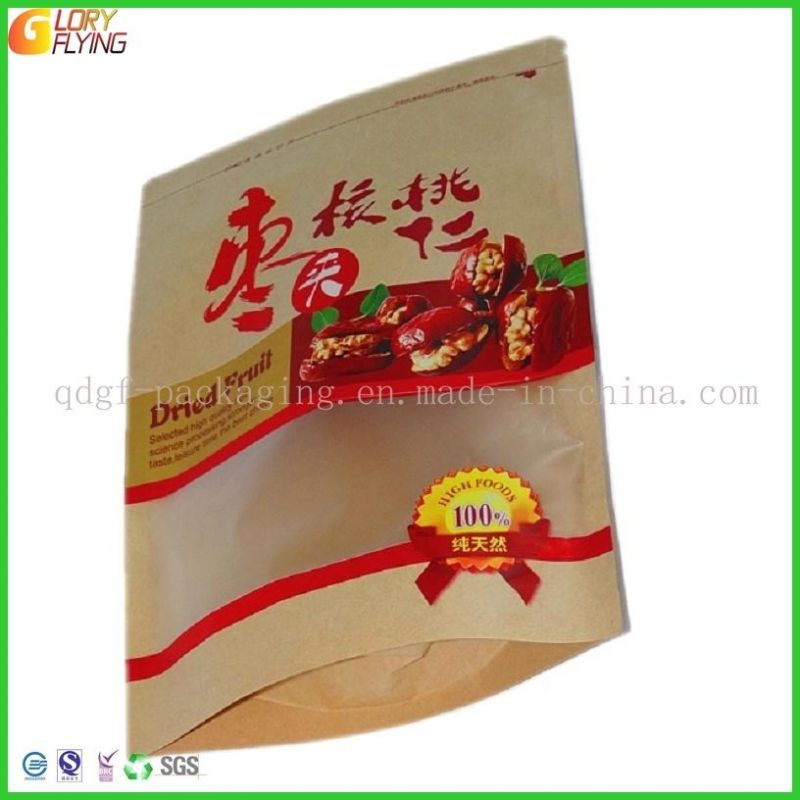 Stand up Pouch Kraft Paper & Plastic Laminated Food Packaging Zipper Bags