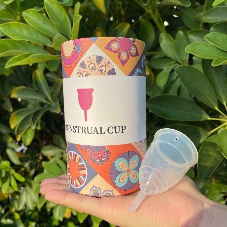 Firstsail Luxury Custom Cardboard Reusable Menstrual Cup Cylinder Packaging Box Gift Perfume Bottle Paper Tube with Clear PVC Window Lid