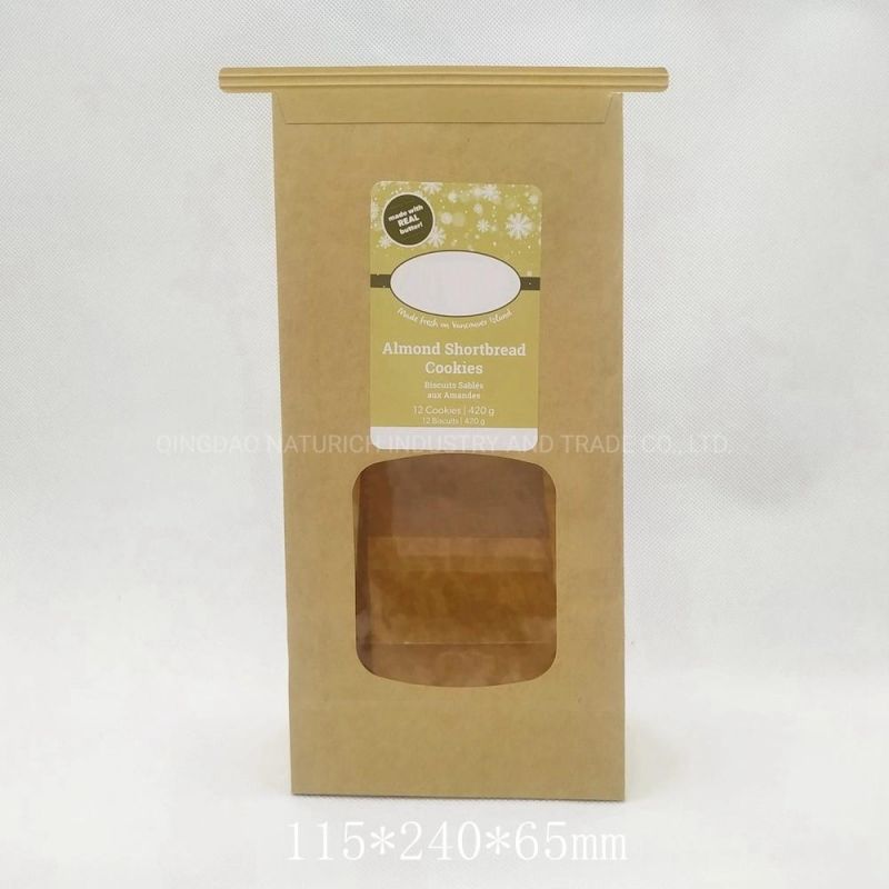 Square Block Flat Bottom Kraft Paper Bag with Window