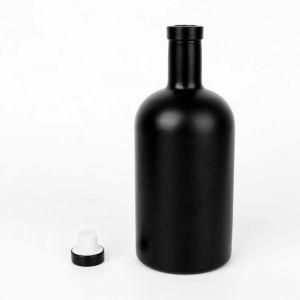 200ml Matte Black Frosted Boston Glass Wine Bottles with Cork