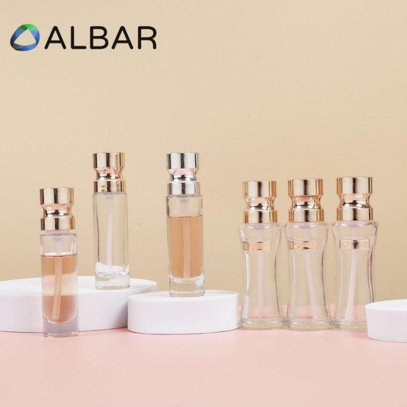 Round Cylinder Narrow Waist Thick Bottom Glass Bottles with Customized Pump Lid