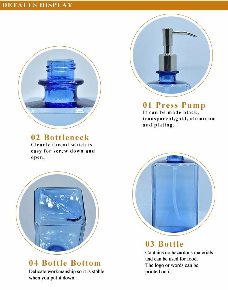 650ml Body Care Plastic Square Cosmetic Bottle with Pump