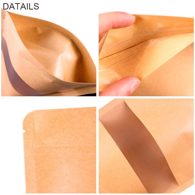 Doypack Ziplock Brown White Kraft Craft Paper Standing up Pouches Food Packaging Zipper Bags with Window